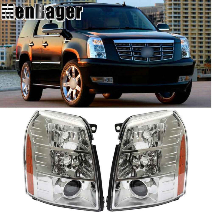 DURAFORCE Pair HID LH&RH Headlights Headlamps For Cadillac Escalade 2007-2013 2014 Chrome