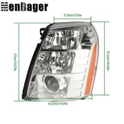 DURAFORCE Pair HID LH&RH Headlights Headlamps For Cadillac Escalade 2007-2013 2014 Chrome