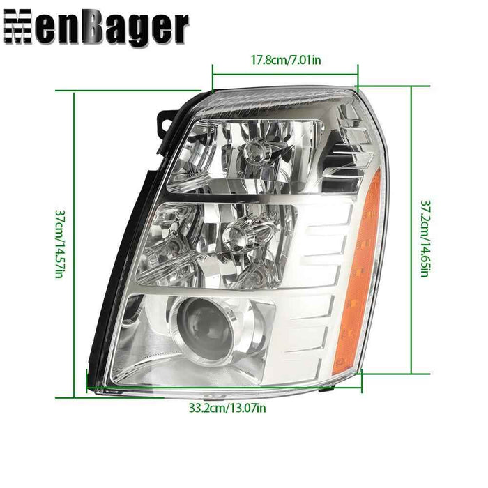 DURAFORCE Pair HID LH&RH Headlights Headlamps For Cadillac Escalade 2007-2013 2014 Chrome