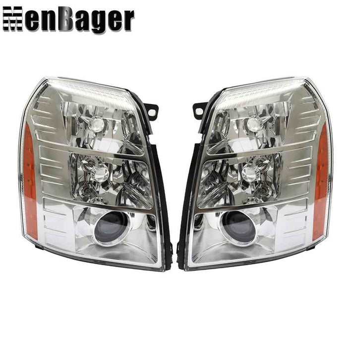 DURAFORCE Pair HID LH&RH Headlights Headlamps For Cadillac Escalade 2007-2013 2014 Chrome