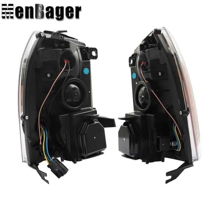 DURAFORCE Pair HID LH&RH Headlights Headlamps For Cadillac Escalade 2007-2013 2014 Chrome