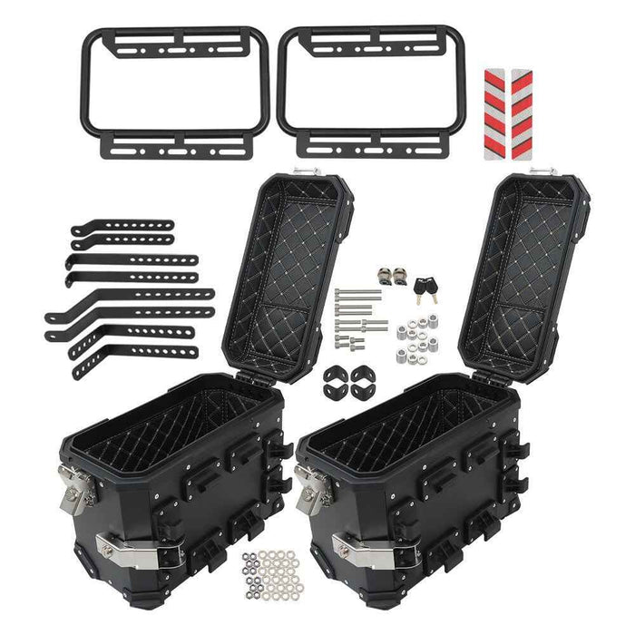 DURAFORCE 2×Side Case 36L Hard Saddlebags Motorcycle Tour Trunk Luggage & Mounting Bracket