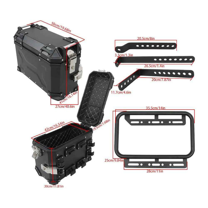 DURAFORCE 2×Side Case 36L Hard Saddlebags Motorcycle Tour Trunk Luggage & Mounting Bracket