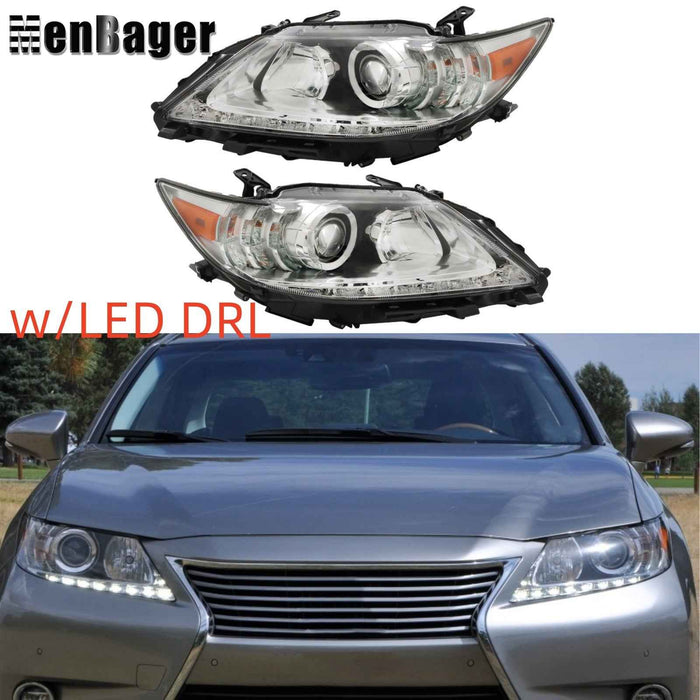 DURAFORCE HID Headlight Chrome For 2013 2014 2015 Lexus ES300H ES350 Left+Right Headlamps
