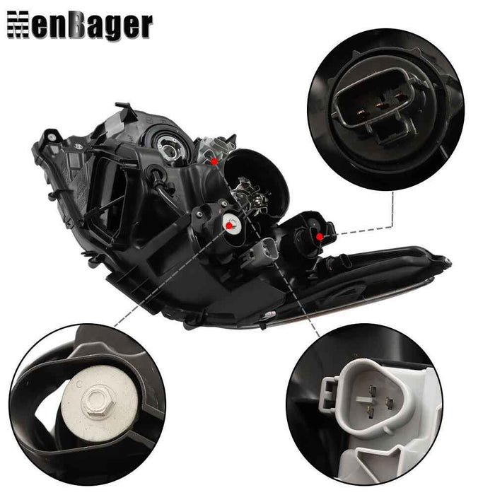 DURAFORCE HID Headlight Chrome For 2013 2014 2015 Lexus ES300H ES350 Left+Right Headlamps