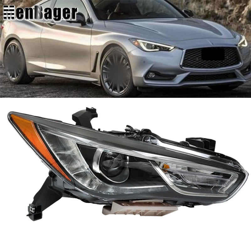 DURAFORCE HID Xenon Headlight w/o AFS For 2016 17 18 Infiniti QX60 Right Side Chrome Lamp