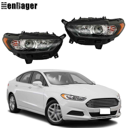 DURAFORCE Clear For 2013-2015 2016 Ford Fusion Front Headlights Headlamps Left+Right Side