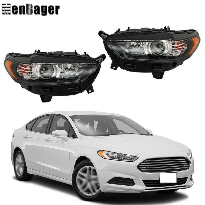 DURAFORCE Clear For 2013-2015 2016 Ford Fusion Front Headlights Headlamps Left+Right Side