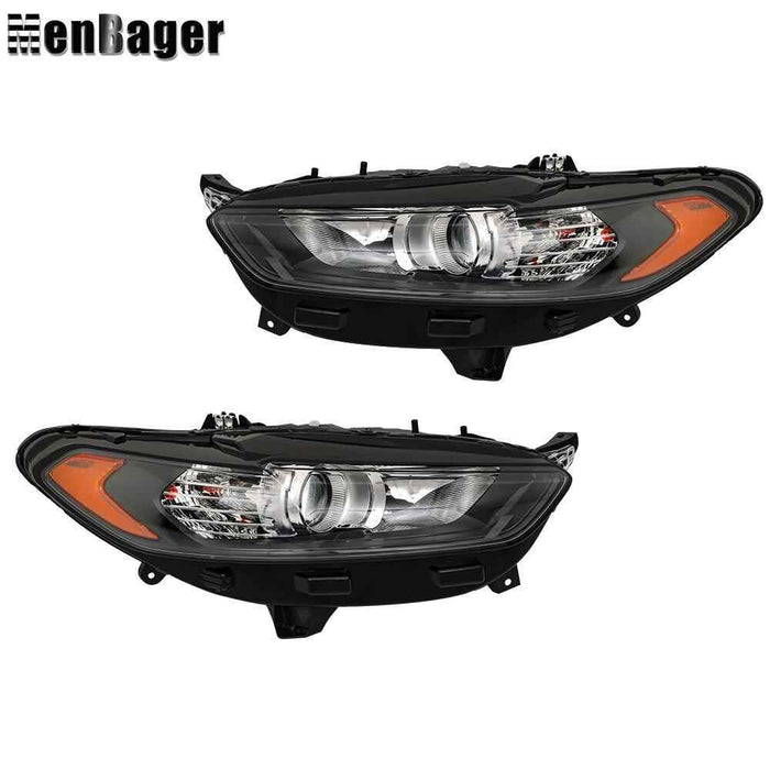 DURAFORCE Clear For 2013-2015 2016 Ford Fusion Front Headlights Headlamps Left+Right Side