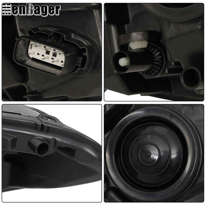 DURAFORCE Clear For 2013-2015 2016 Ford Fusion Front Headlights Headlamps Left+Right Side