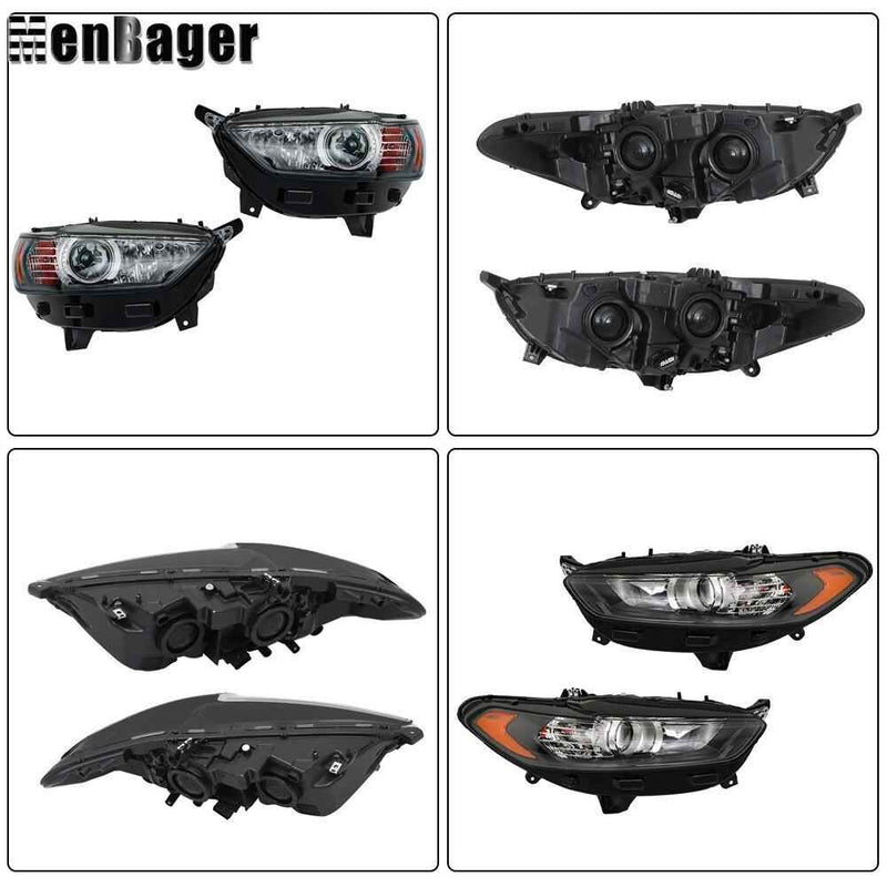 DURAFORCE Clear For 2013-2015 2016 Ford Fusion Front Headlights Headlamps Left+Right Side