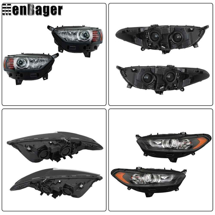 DURAFORCE Clear For 2013-2015 2016 Ford Fusion Front Headlights Headlamps Left+Right Side