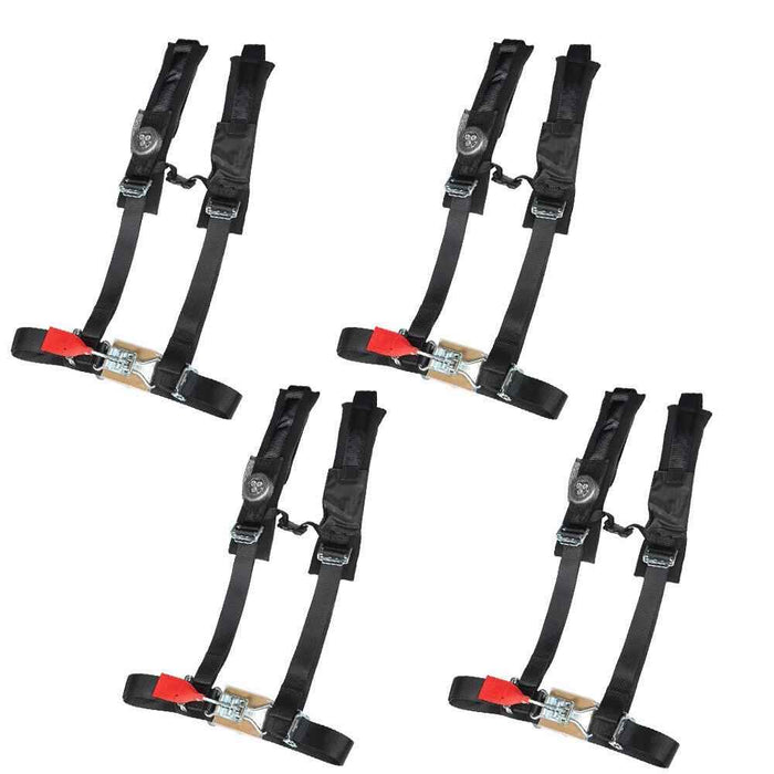 DURAFORCE Black For Polaris RZR XP S 4 1000 Seat Belt Harness 4 Pack 4 Point 2" Padded ATV