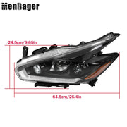 DURAFORCE For 2015 2016 2017 18 Nissan Murano Black Pair Headlights w/LED DRL Halogen Lamp