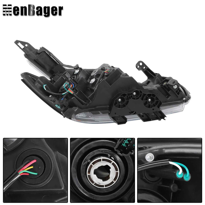 DURAFORCE For 2015 2016 2017 18 Nissan Murano Black Pair Headlights w/LED DRL Halogen Lamp