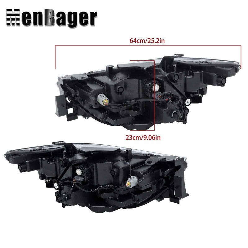 DURAFORCE Headlights LH+RH Side Full LED Non-AFS Clear For 2022-2024 Mazda CX-5 Headlamps