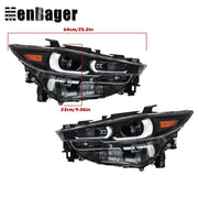 DURAFORCE Headlights LH+RH Side Full LED Non-AFS Clear For 2022-2024 Mazda CX-5 Headlamps
