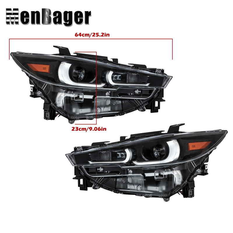 DURAFORCE Headlights LH+RH Side Full LED Non-AFS Clear For 2022-2024 Mazda CX-5 Headlamps