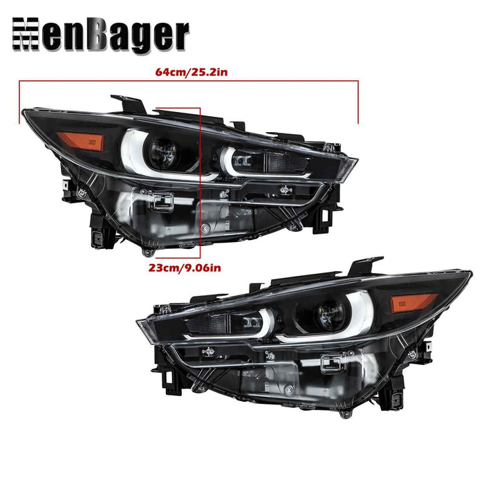 DURAFORCE Headlights LH+RH Side Full LED Non-AFS Clear For 2022-2024 Mazda CX-5 Headlamps