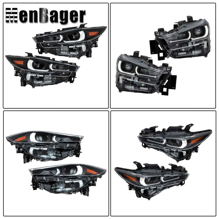 DURAFORCE Headlights LH+RH Side Full LED Non-AFS Clear For 2022-2024 Mazda CX-5 Headlamps