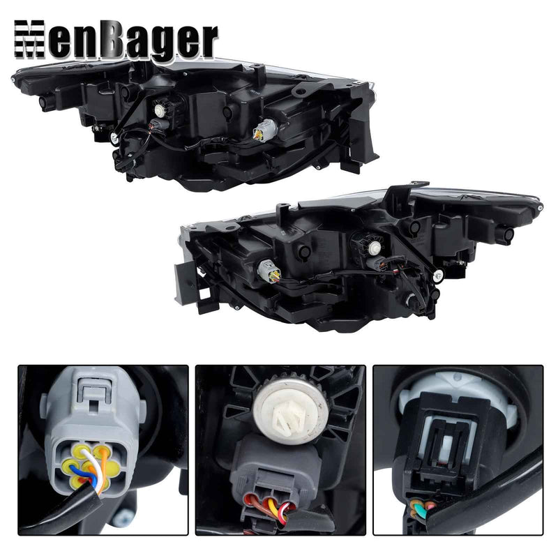 DURAFORCE Headlights LH+RH Side Full LED Non-AFS Clear For 2022-2024 Mazda CX-5 Headlamps