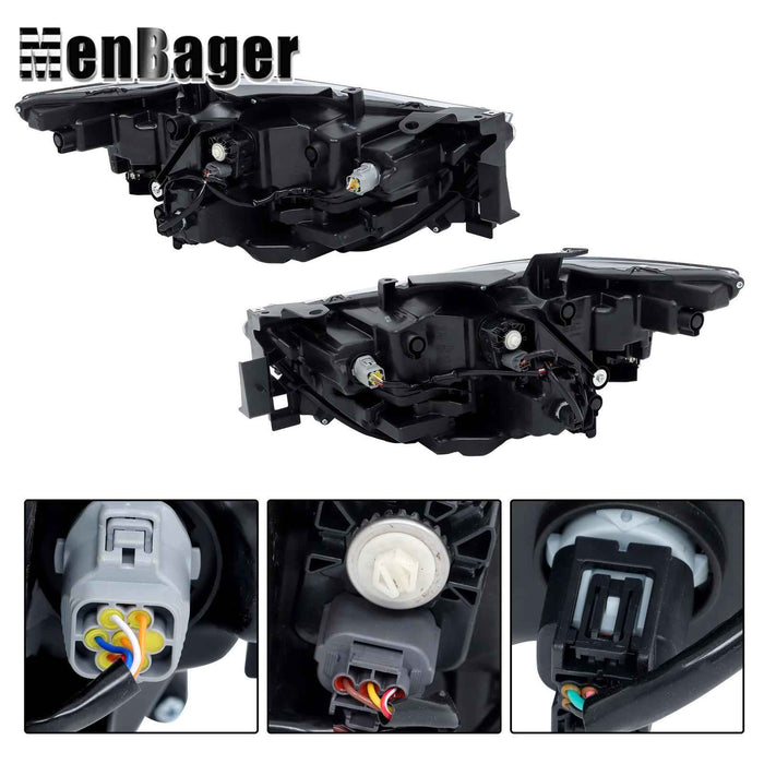 DURAFORCE Headlights LH+RH Side Full LED Non-AFS Clear For 2022-2024 Mazda CX-5 Headlamps