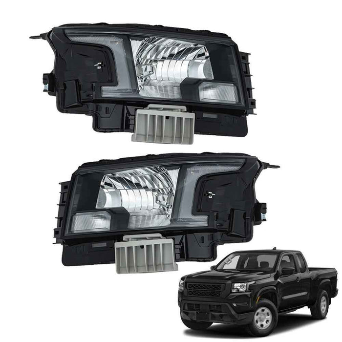 DURAFORCE Front LH+RH Headlamps For 2022-2023 Nissan Frontier Halogen Headlights w/o Bulbs