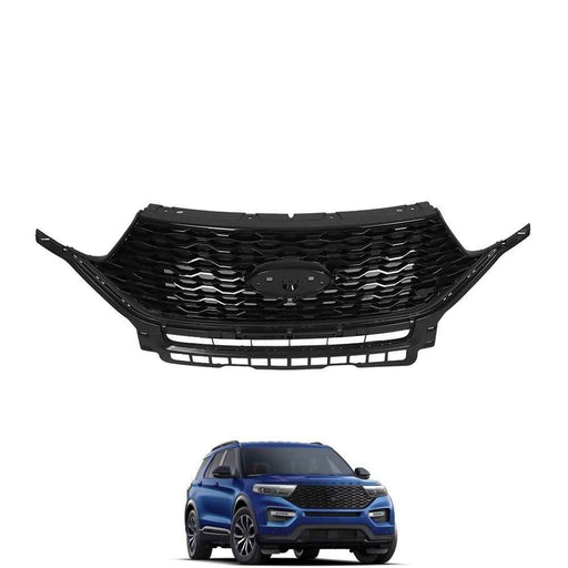 DURAFORCE For Ford Explorer ST 2020 2021 Front Upper Grille Gloss Black Honeycomb Style