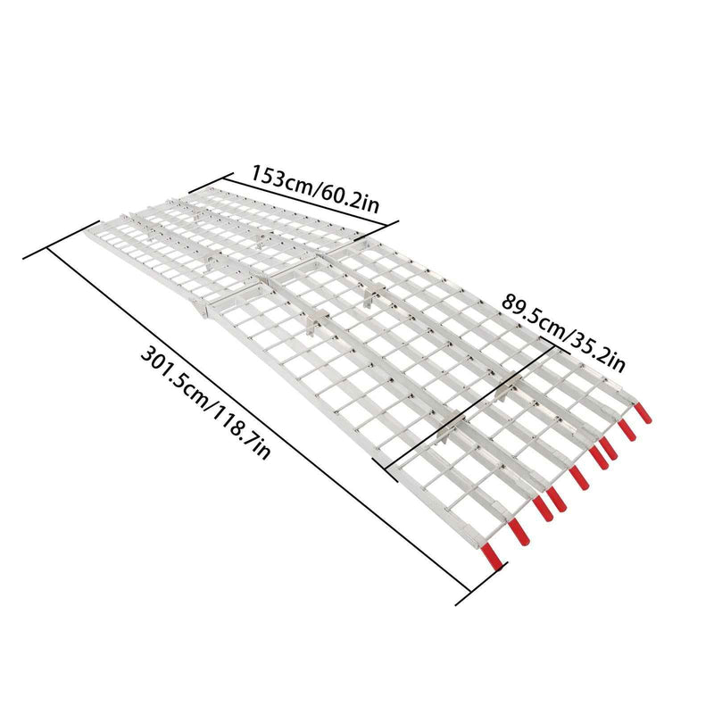 DURAFORCE Motorcycle Aluminum Arched Folding Loading Ramp 10'L x 38"W x 1.5"H 1500 lbs