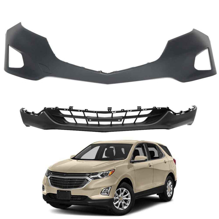 DURAFORCE Fit For 2018 2019 Chevy Equinox Front Bumper Cover W/O Tow Hook Hole ABS Plastic