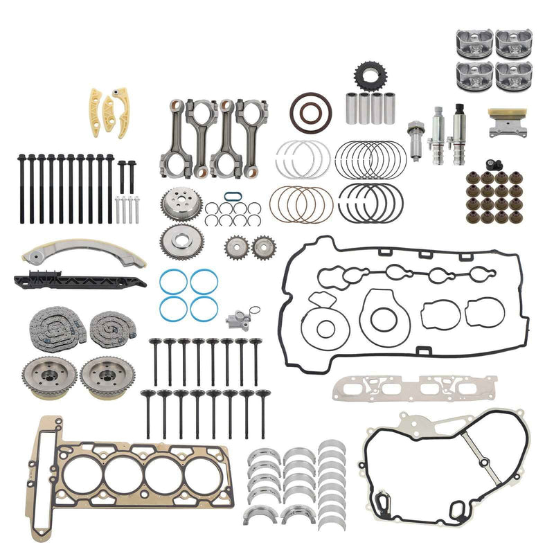 DURAFORCE 12591093 2.4L Engine Overhaul Rebuild Kit with Rods & Timing Chain VVT For Chevy