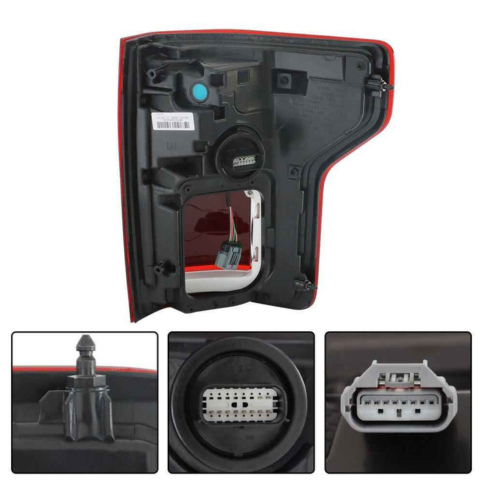 DURAFORCE For 2018-2020 Ford F150 Outer Lamps L+R LED w/Blind Spot Pair Tail Lights Red