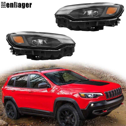 DURAFORCE For 2019-2021 2022 Jeep Cherokee Black LED Left&Right Side Headlights W/Ballast