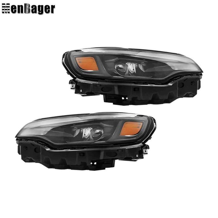 DURAFORCE For 2019-2021 2022 Jeep Cherokee Black LED Left&Right Side Headlights W/Ballast