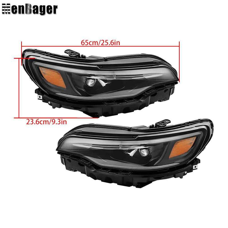 DURAFORCE For 2019-2021 2022 Jeep Cherokee Black LED Left&Right Side Headlights W/Ballast