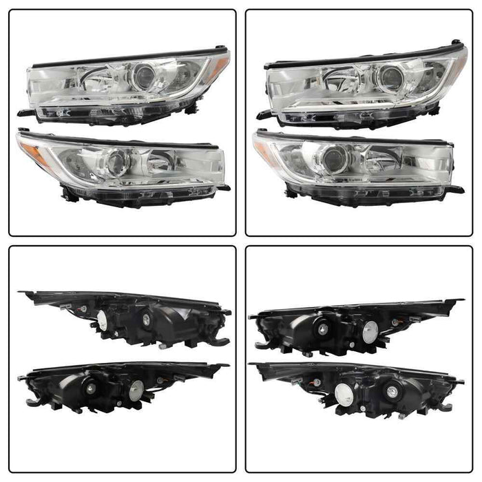 DURAFORCE Headlight Left+Right For 2017-19 Toyota Highlander LE Plus XLE Hybrid Clear Lens
