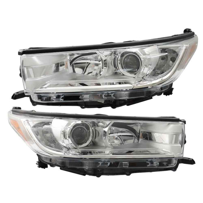 DURAFORCE Headlight Left+Right For 2017-19 Toyota Highlander LE Plus XLE Hybrid Clear Lens