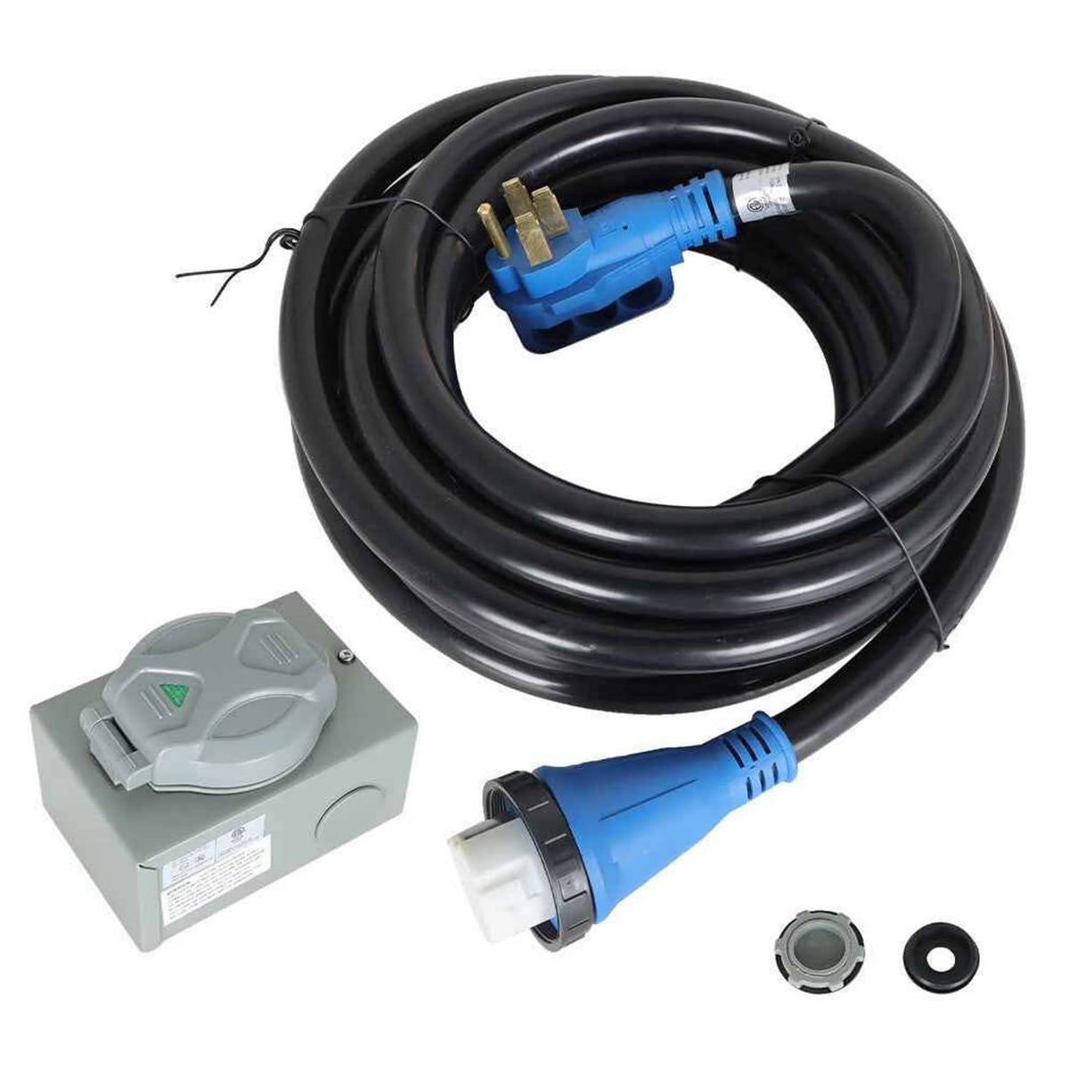 3-Prong 30 Feet 50 Amp Locking RV Extension Cord & Power Inlet Box 125V ...