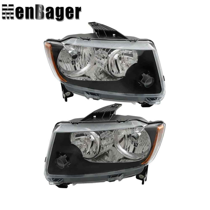 DURAFORCE Headlights For 2011-2013 Jeep Grand Cherokee/2011-2017 Compass Halogen Lamps L+R