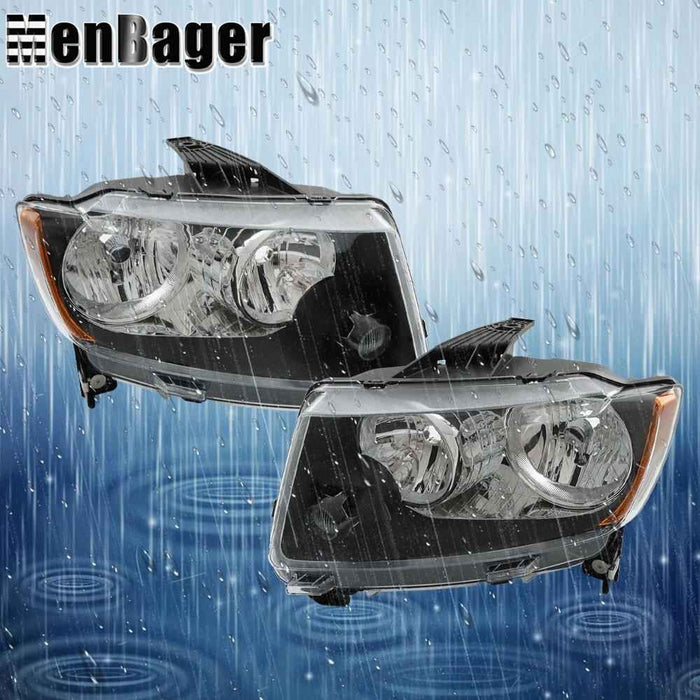 DURAFORCE Headlights For 2011-2013 Jeep Grand Cherokee/2011-2017 Compass Halogen Lamps L+R