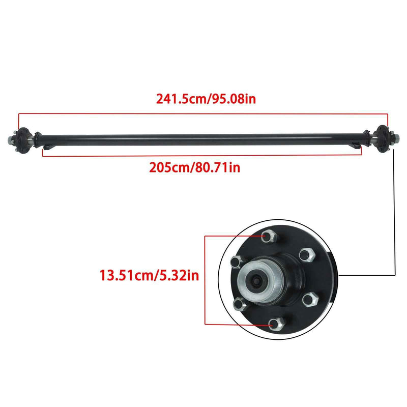 DURAFORCE 6000 lbs Trailer Axle Boat RV Utility Axle 6 lug Idler 95" HF 80" Spring Center