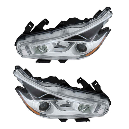 DURAFORCE Clear Lens Headlights For 2015 16 17 18 Nissan Murano LH+RH Headlamps LED W/DRL