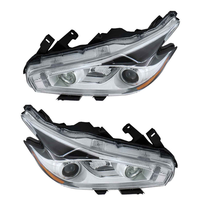 DURAFORCE Clear Lens Headlights For 2015 16 17 18 Nissan Murano LH+RH Headlamps LED W/DRL