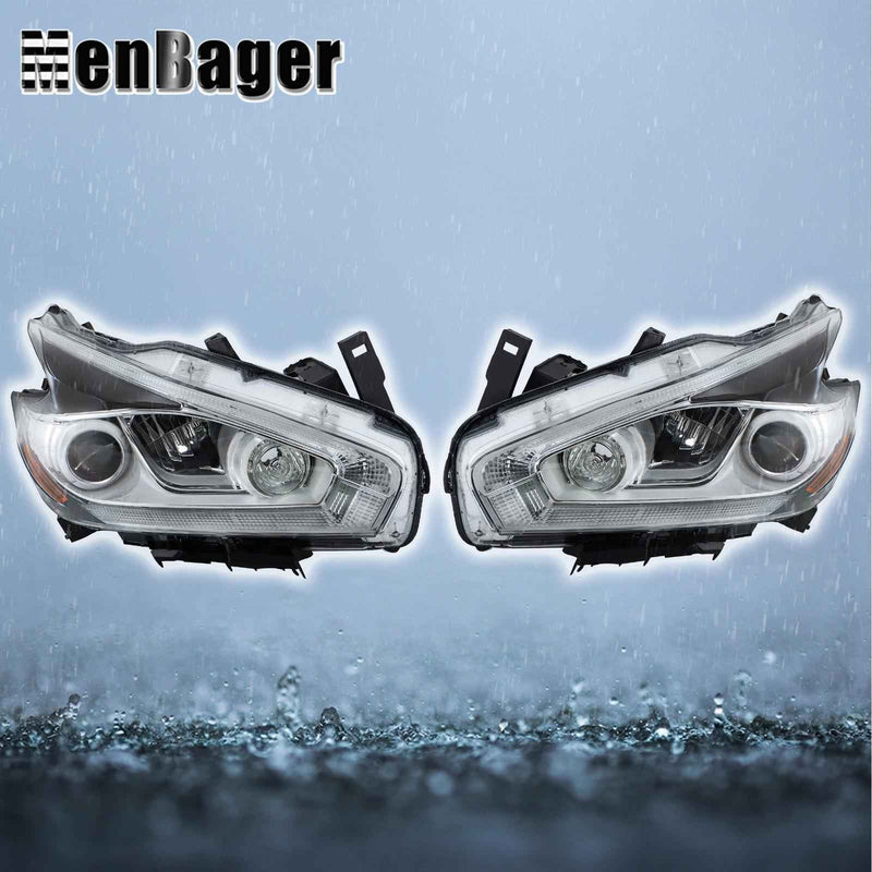 DURAFORCE Clear Lens Headlights For 2015 16 17 18 Nissan Murano LH+RH Headlamps LED W/DRL