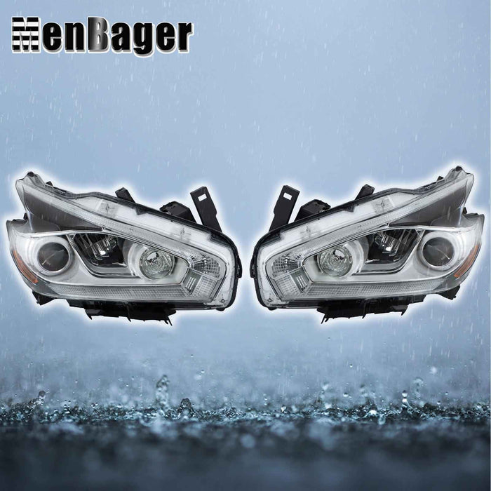 DURAFORCE Clear Lens Headlights For 2015 16 17 18 Nissan Murano LH+RH Headlamps LED W/DRL