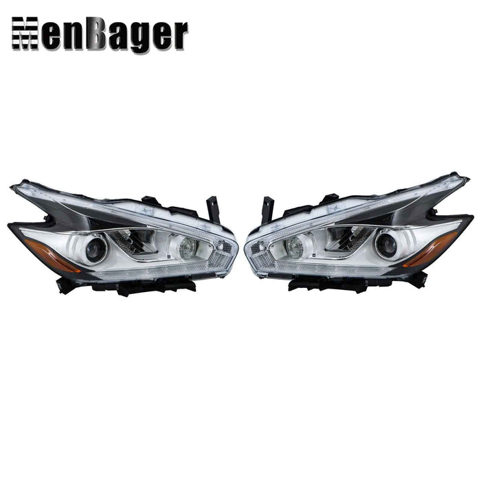 DURAFORCE Clear Lens Headlights For 2015 16 17 18 Nissan Murano LH+RH Headlamps LED W/DRL
