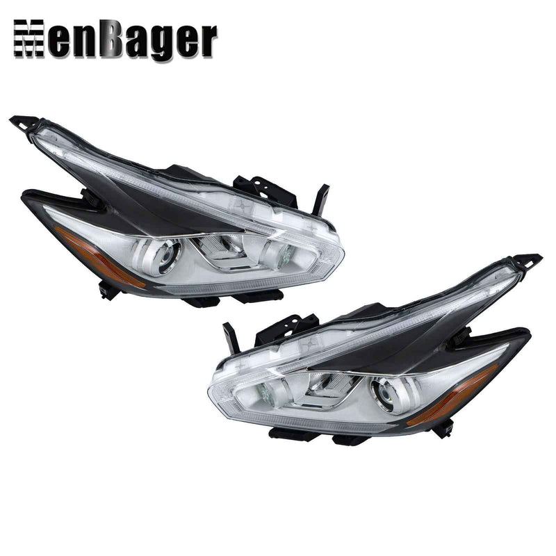 DURAFORCE Clear Lens Headlights For 2015 16 17 18 Nissan Murano LH+RH Headlamps LED W/DRL