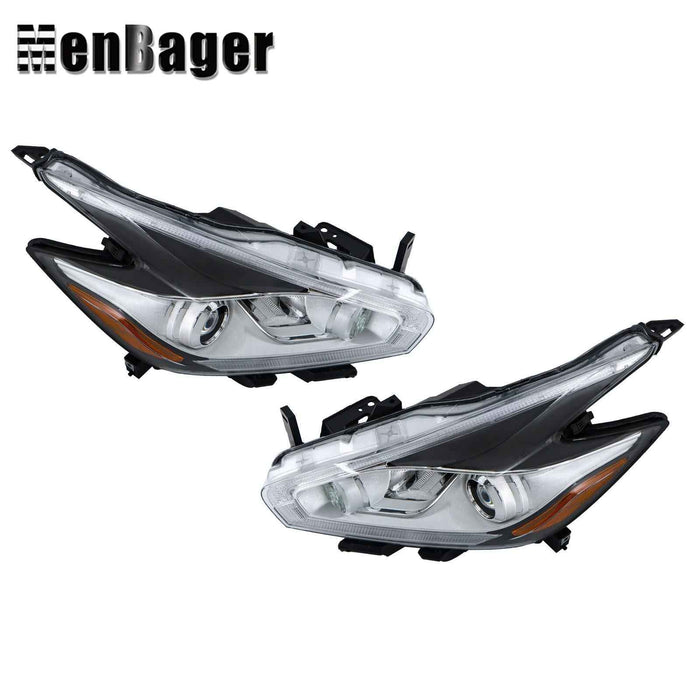 DURAFORCE Clear Lens Headlights For 2015 16 17 18 Nissan Murano LH+RH Headlamps LED W/DRL