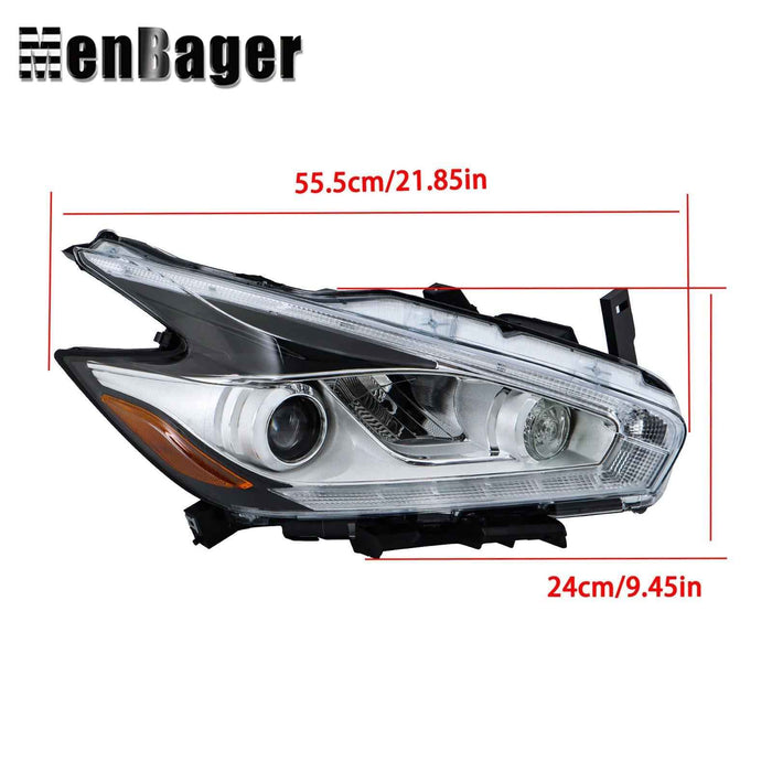 DURAFORCE Clear Lens Headlights For 2015 16 17 18 Nissan Murano LH+RH Headlamps LED W/DRL