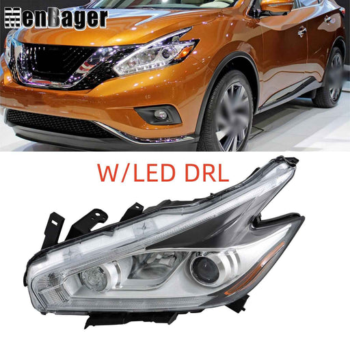 DURAFORCE Left Side For Nissan Murano S SL SV 2015 2016 Headlight Chrome Halogen LED DRL